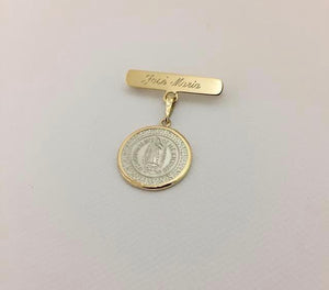 Broche de Oro 14k con Medalla Chica Virgen de Guadalupe Biselada 14k