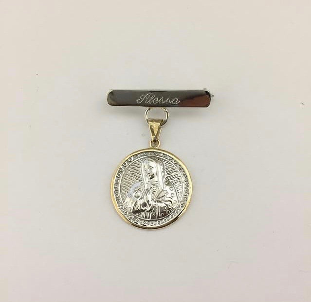 Broche de Plata con Medalla de la Virgen de Busto Biselada