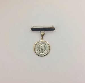 Broche de Plata con Medalla Chica Virgen de Guadalupe Biselada