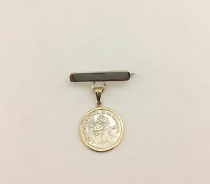 Broche de Plata con Medalla de Angel de la Guarda Biselada 14k